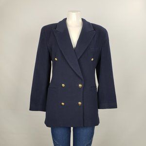Holt Renfrew Retro Cashmere Navy Blazer Size 8